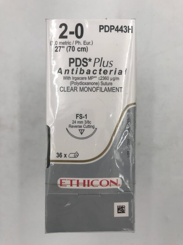 ETHICON PDP443H PDS*Plus Antibacterial w/ Irgacare MP Clear Monofilament Suture 2-0, 27" (36/Box)(X)