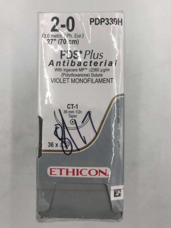 ETHICON PDP339H PDS*Plus Antibacterial w/ Irgacare MP Violet Monofilament 2-0, 27" (36/Box)(X)