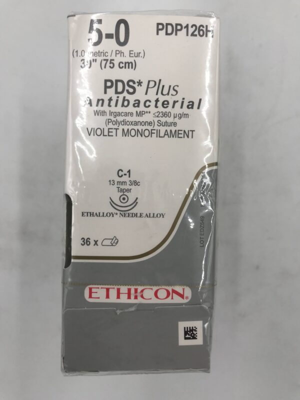 ETHICON PDP126H PDS* Plus Antibacterial w/ Irgacare MP Violet Monofilament Suture 5-0, 30" (36/Box)(X)
