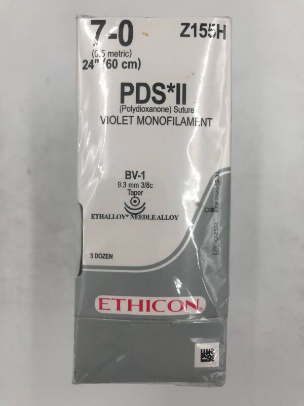 ETHICON Z155H PDS*II Violet Monofilament Suture 7-0, 24" (36/Box)(X)