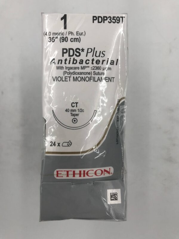 ETHICON PDP359T PDS* Plus Antibacterial w/ Irgacare MP Violet Monofilament Suture 1, 36" (24/Box)(X)