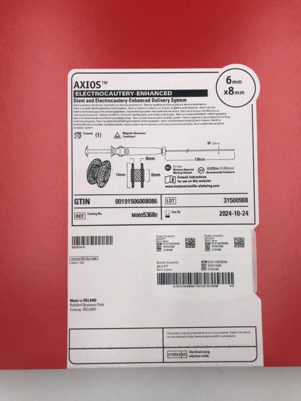 BOSTON SCIENTIFIC 5368 AXIOS Stent and Electrocautery-Enhanced Delivery System 9F x 6mm x 8mm(X)