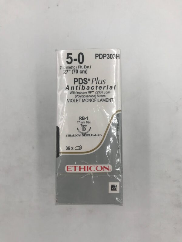 ETHICON PDP303H PDS*Plus Antibacterial w/ Irgacare MP Violet Monofilament Suture 5-0, 27" (36/Box)(X)