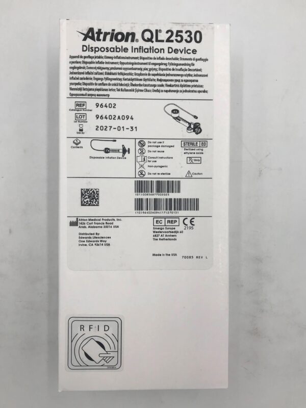 ATRION 96402 QL2530 Disposable Inflation Device