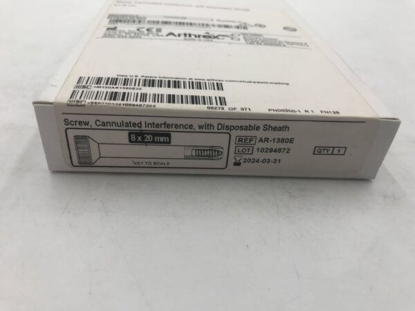 ARTHREX AR-1380E Screw, Cannulated Interference w/ Disposable Sheath 8x20mm (X)