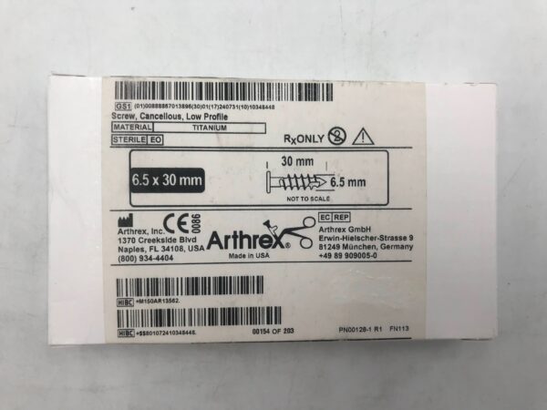 ARTHREX AR-1356 Low Profile, Cancellous Screw 6.5x30mm (X)