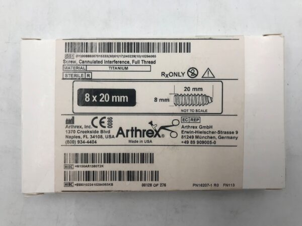 ARTHREX AR-1380T Cannulated, Interference, Full Thread Screw 8x20mm (X)