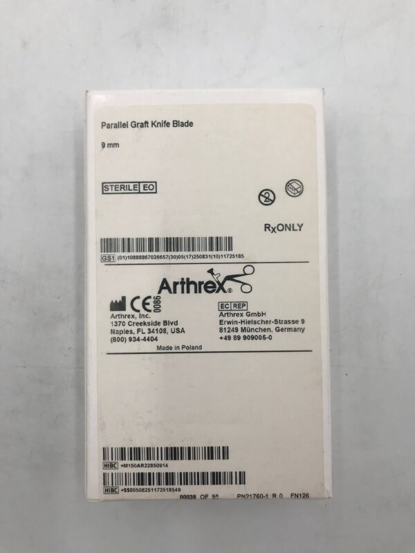 ARTHREX AR-2285-09 Parallel Graft Knife Blade 9mm (5/Box)