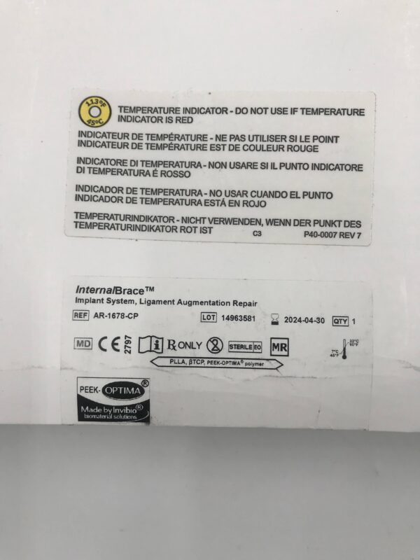 ARTHREX AR-1678-CP InternalBrace Implant System, Ligament Augmentation Repair (X)