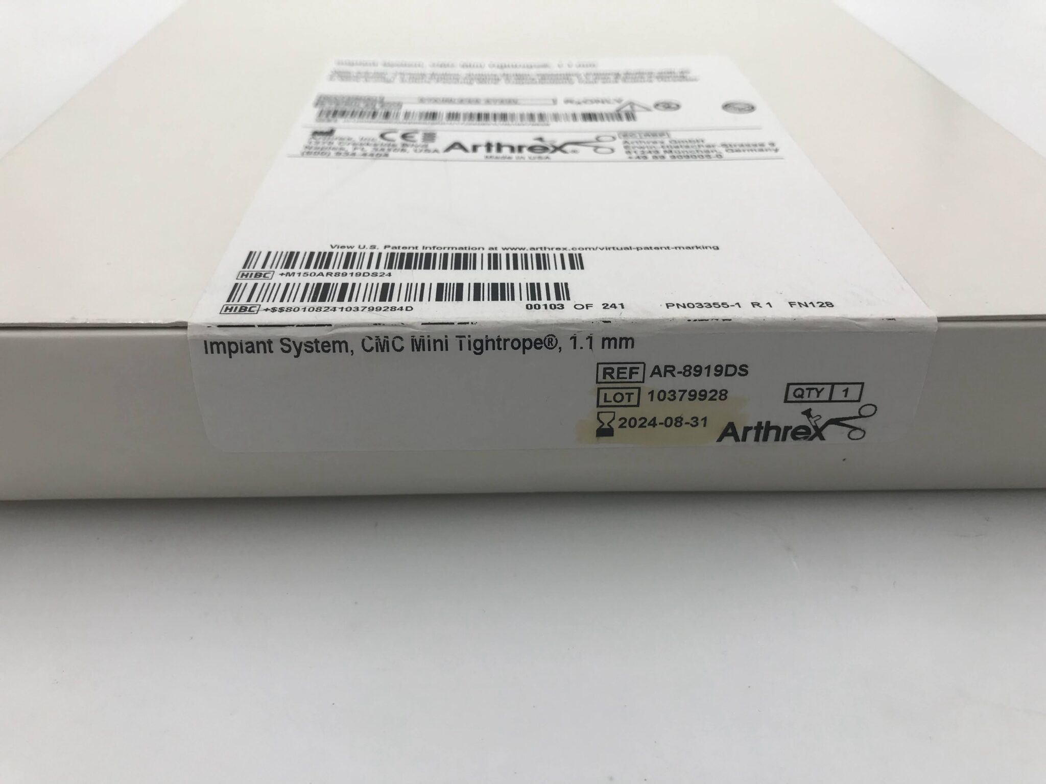 ARTHREX AR-8919DS Implant System, CDC Mini Tightrope 1.1mm (X) - GB ...