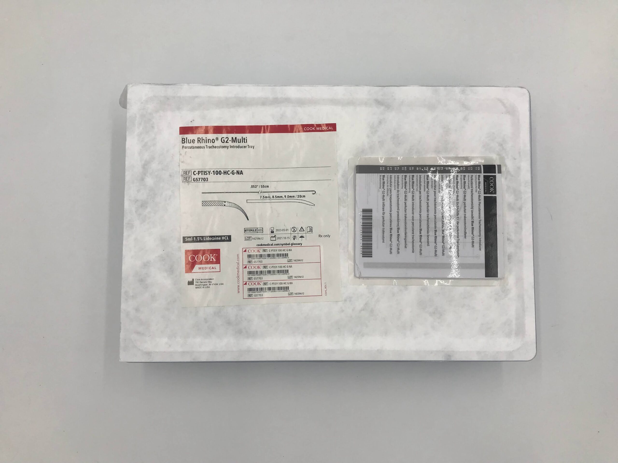 COOK G57703 Blue Rhino G2-Multi Percutaneous Tracheostomy Introducer Tray (X)