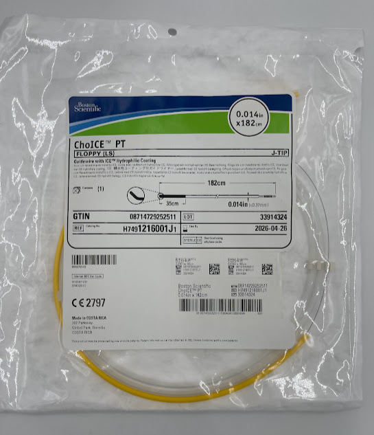BOSTON SCIENTIFIC 1216001J ChoICE PT Floppy Guidewire w/ ICE Hydrophilic Coating, J-Tip 0.014" x 182cm(X)