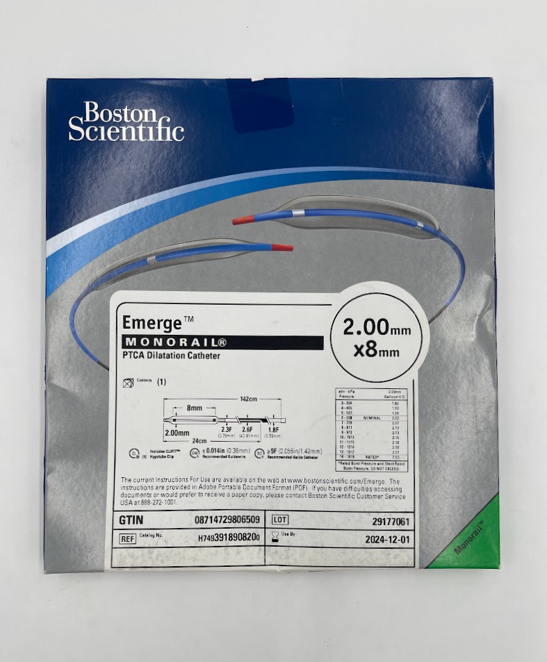 BOSTON SCIENTIFIC 391890820 Emerge Monorail PTCA Dilatation Catheter 2.00mm x 8mm (X)