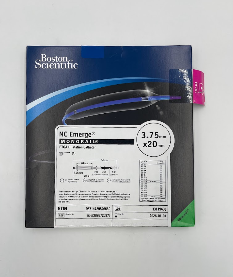 BOSTON SCIENTIFIC 392672037 NC Emerge Monorail PTCA Dilatation Catheter 1.9F-2.7F x 3.75mm x 20mm (X)