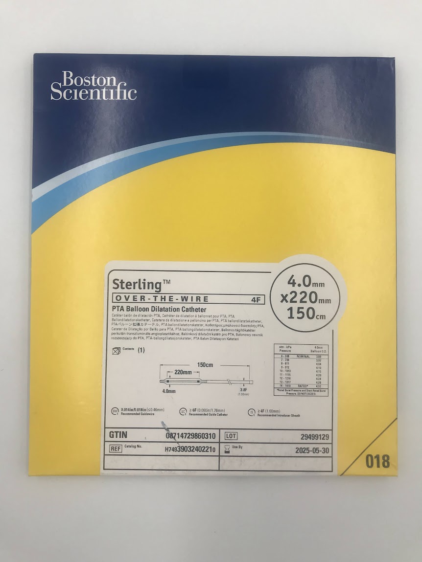 BOSTON SCIENTIFIC 3903240221 Sterling OTW PTA Balloon Dilatation Catheter 4F, 4.0mm x 220mm, 150cm (X)