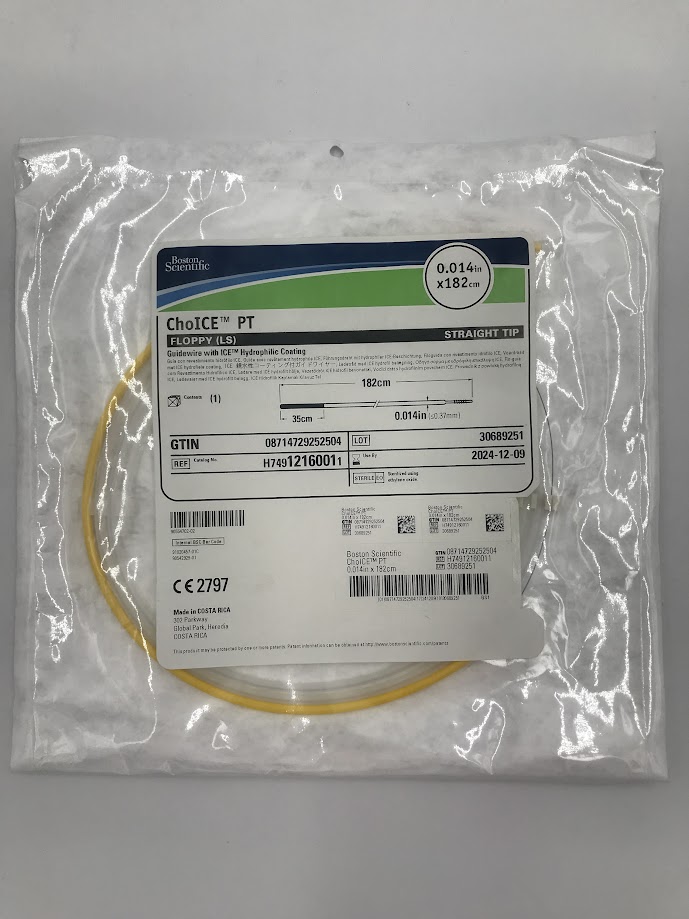BOSTON SCIENTIFIC 1216001J ChoICE PT Floppy Guidewire w/ ICE Hydrophilic Coating, J-Tip 0.014" x 182cm(X)