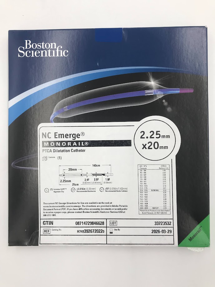 BOSTON SCIENTIFIC 392672022 NC Emerge Monorail PTCA Dilatation Catheter 2.25mm x 20mm (X)