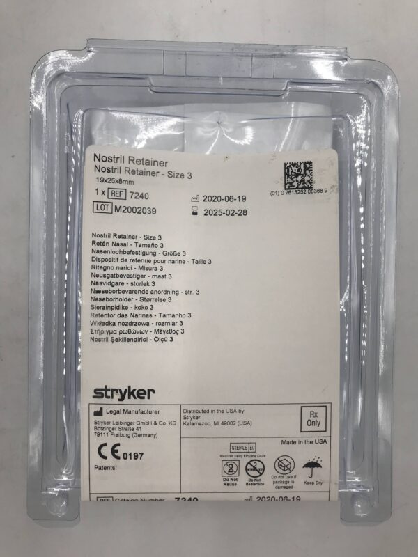 STRYKER 7240 Nostril Retainer Size 3, 19x25x8mm (X)