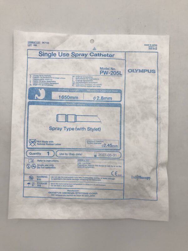 OLYMPUS PW-205L Single Use Spray Catheter, Spray Type w/ Stylet 1650mm x 2.8mm