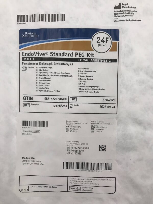 BOSTON SCIENTIFIC 6824 EndoVive Standard PEG Kit Pull Percutaneous Endoscopic Gastrostomy Kit 24F (X)