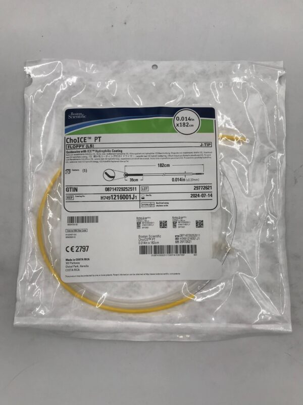 BOSTON SCIENTIFIC 1216001J ChoICE PT Floppy Guidewire w/ ICE Hydrophilic Coating, J-Tip 0.014" x 182cm(X)