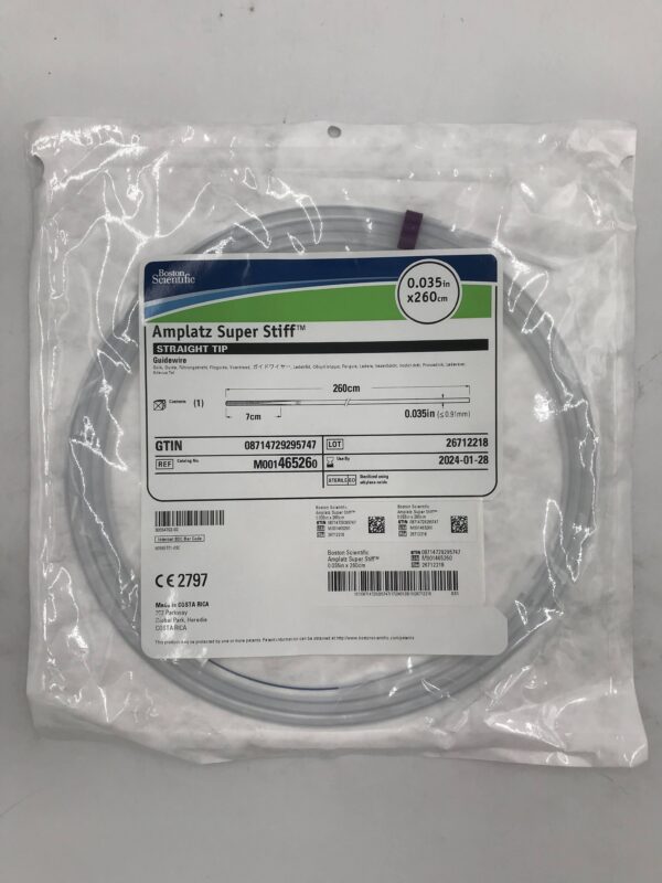 BOSTON SCIENTIFIC 46526 Amplatz Super stiff Straight Tip Guidewire 0.035in x 260cm (X)