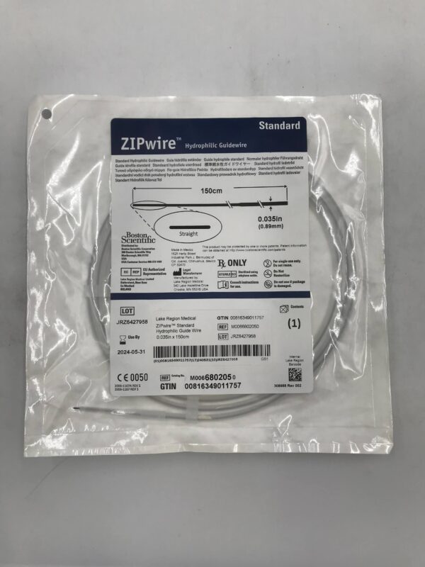 BOSTON SCIENTIFIC 680205 ZIPwire Hydrophilic Guidewire Standard, Straight 150cm x 0.035in (X)