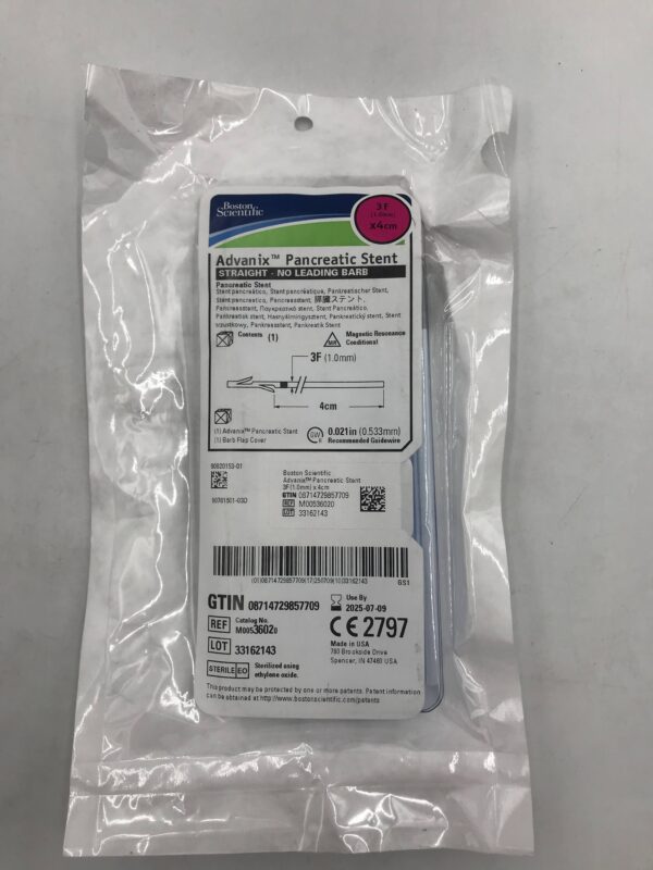 BOSTON SCIENTIFIC 3602 Advanix Pancreatic Stent Straight, No Leading Barb Pancreatic Stent 3F x 4cm