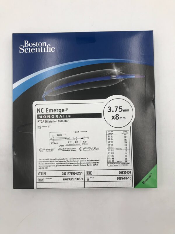 BOSTON SCIENTIFIC 392670837 NC Emerge Monorail PTCA Dilatation Catheter 1.8F-2.7F x 3.75x8mm (X)