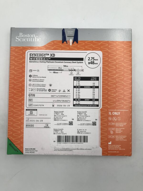 BOSTON SCIENTIFIC 394184827 SYNERGY XD Everolimus-Eluting Platinum Chromium Coronary Stent System 2F-2.6F x 2.75x48mm