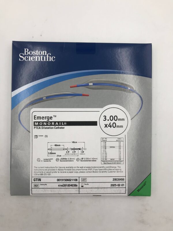 BOSTON SCIENTIFIC 391894030 Emerge Monorail PTCA Catheter 1.9F-2.7F x 3x40mm(X)