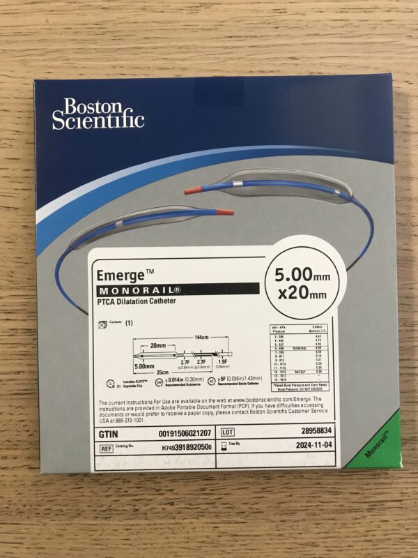 BOSTON SCIENTIFIC 391892050 Emerge Monorail PTCA Catheter 1.9F-2.7F x 5x20mm(X)