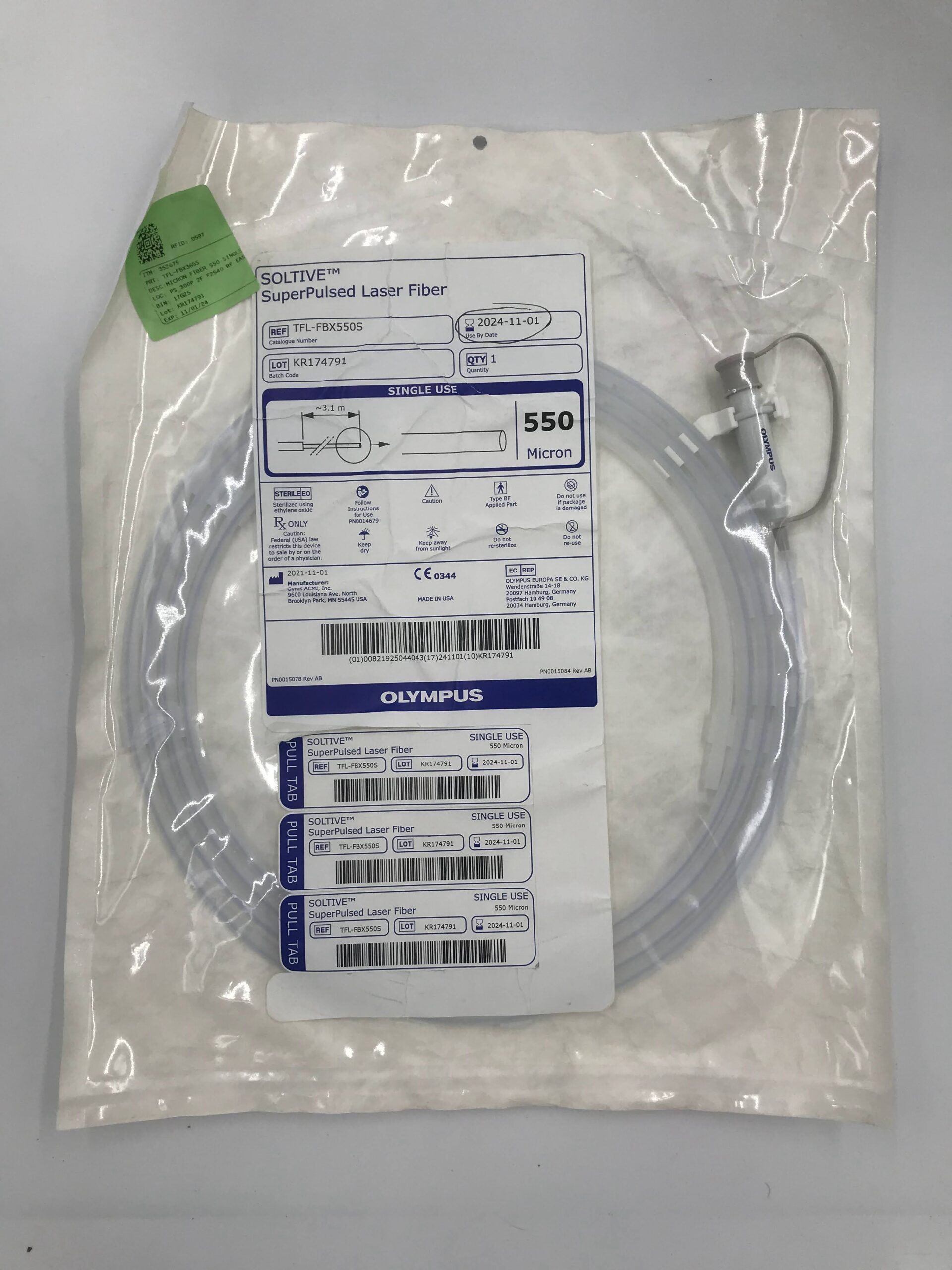OLYMPUS TFL-FBX550S Soltive SuperPulsed Laser Fiber 550micron (X)