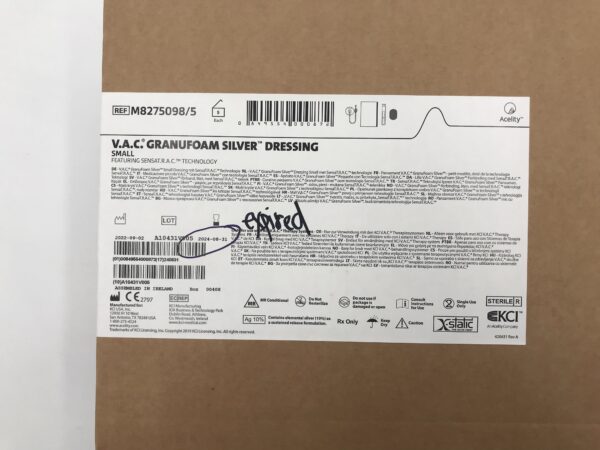 KCI M8275098 V.A.C. Granufoam Silver Dressing Small (5/Box) (X)