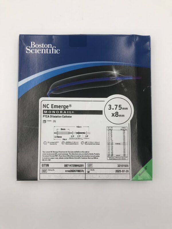 BOSTON SCIENTIFIC 392670837 NC Emerge Monorail PTCA Dilatation Catheter 1.8F-2.7F x 3.75x8mm (X)