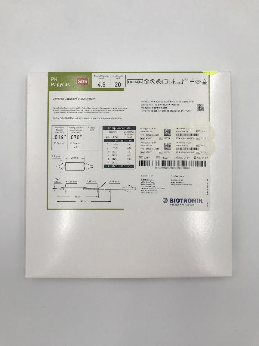 BIOTRONIK 434897 Pk Papyrus Covered Coronary Stent System, 4.5mm, 20mm (X)