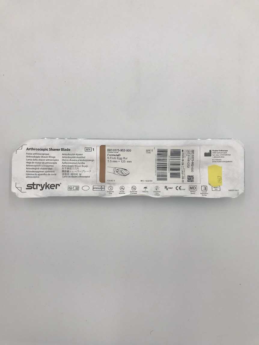 STRYKER 0375-952-000 Formula 6-Flute Egg Bur 5.0mm x 125mm