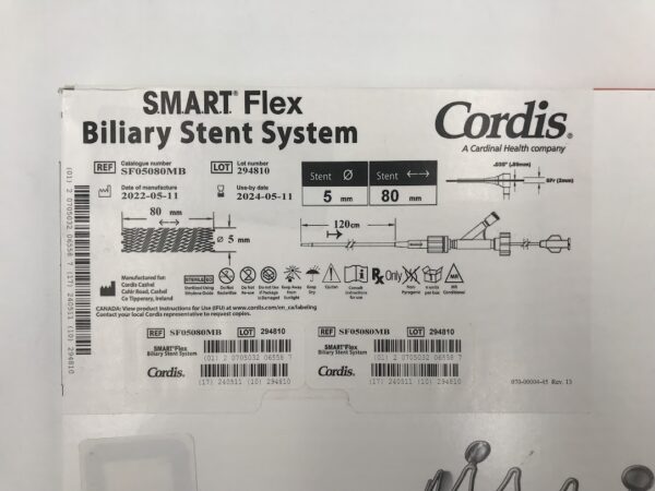 CORDIS SF05080MB S.M.A.R.T. Flex Biliary Stent System 6FR, 5mm x 80mm x 120cm (X)