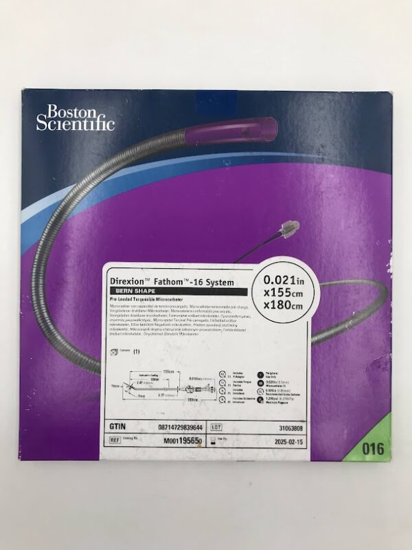BOSTON SCIENTIFIC 19565 Direxion Fathom -16 System Bern Shape Pre-Loaded Torqueable Microcatheter 0.021in x 155cm x 180cm (X)