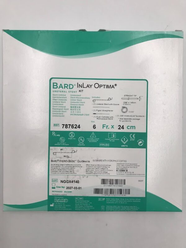 BARD 787624 Inlay Optima Ureteral Stent Kit Hydro-Glide Guidewire, 6Fr x 24m