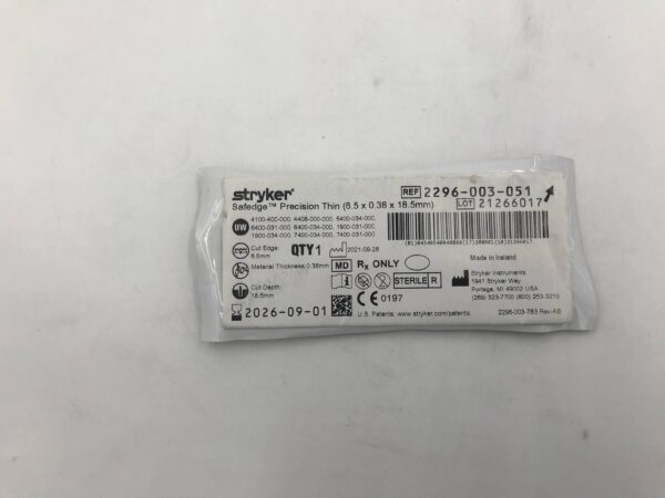 STRYKER 2296-003-051 Safedge Precision Thin (6.5 x 0.38 x 18.5mm)
