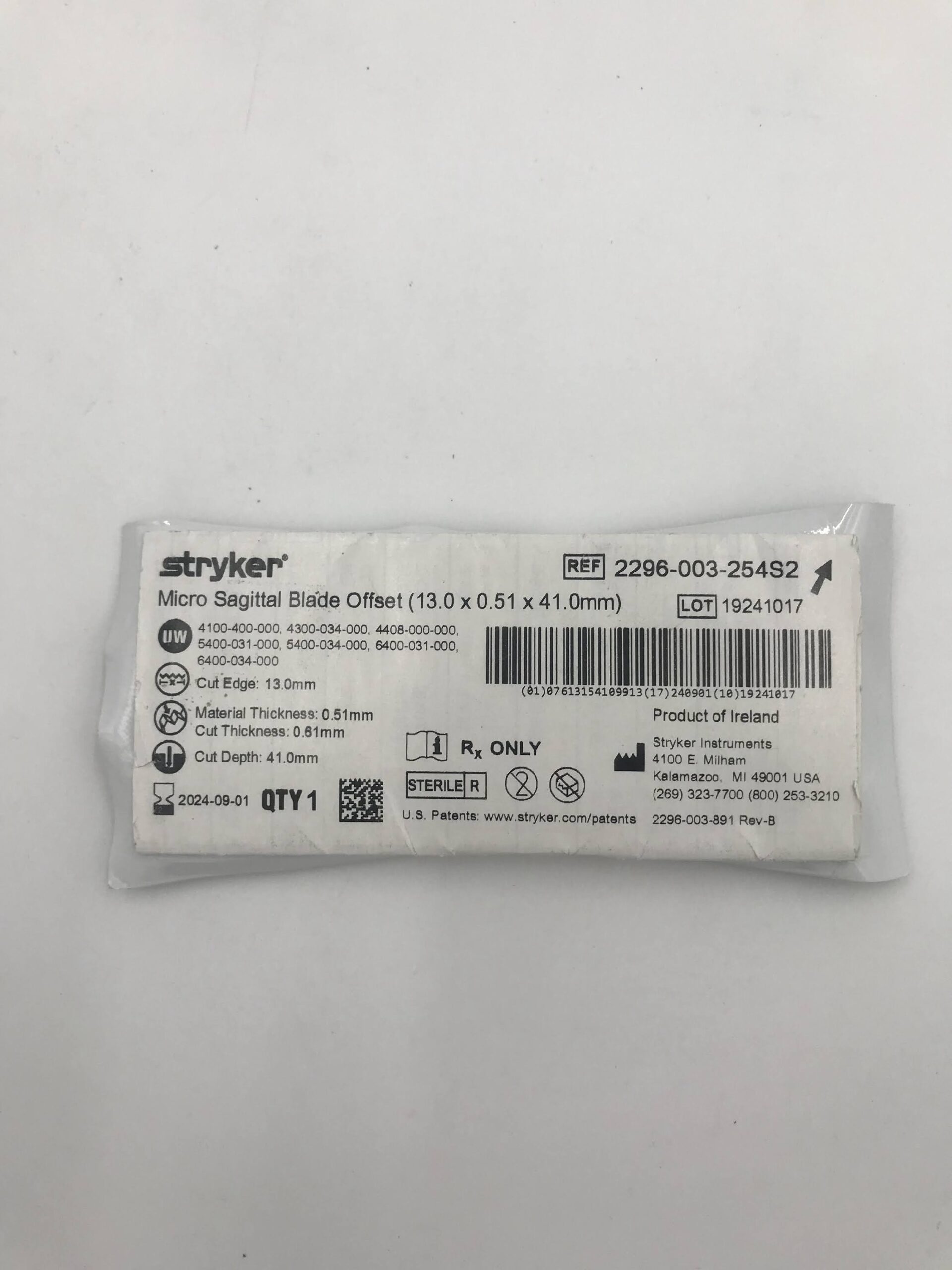 STRYKER 2296-003-254S2 Micro Blade 41.0mm x 13.0mm (X)