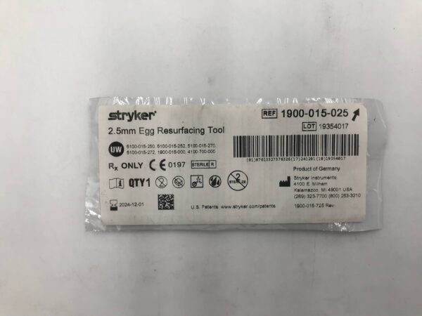 STRYKER 1900-015-025 2.5mm Egg Resurfacing Tool (X)