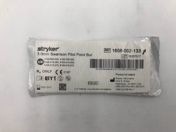 STRYKER 1608-002-133 3.0mm Swanson Pilot Point Bur (X)