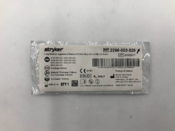 STRYKER 2296-003-529 Long Medium Aggressive Blade w/10.0mm Stop (9.0 x 0.38 x 31.0mm) (X)