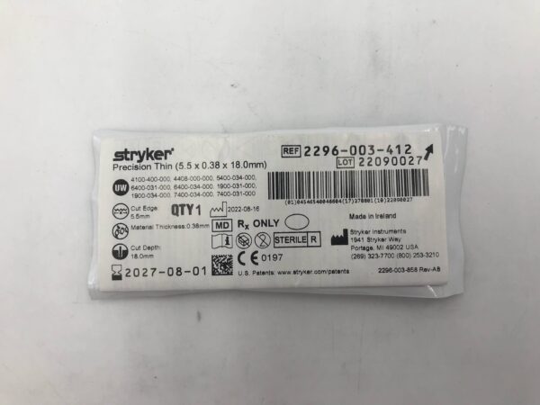 STRYKER 2296-003-412 Precision Thin (5.5 x 0.38 x 18.0mm)