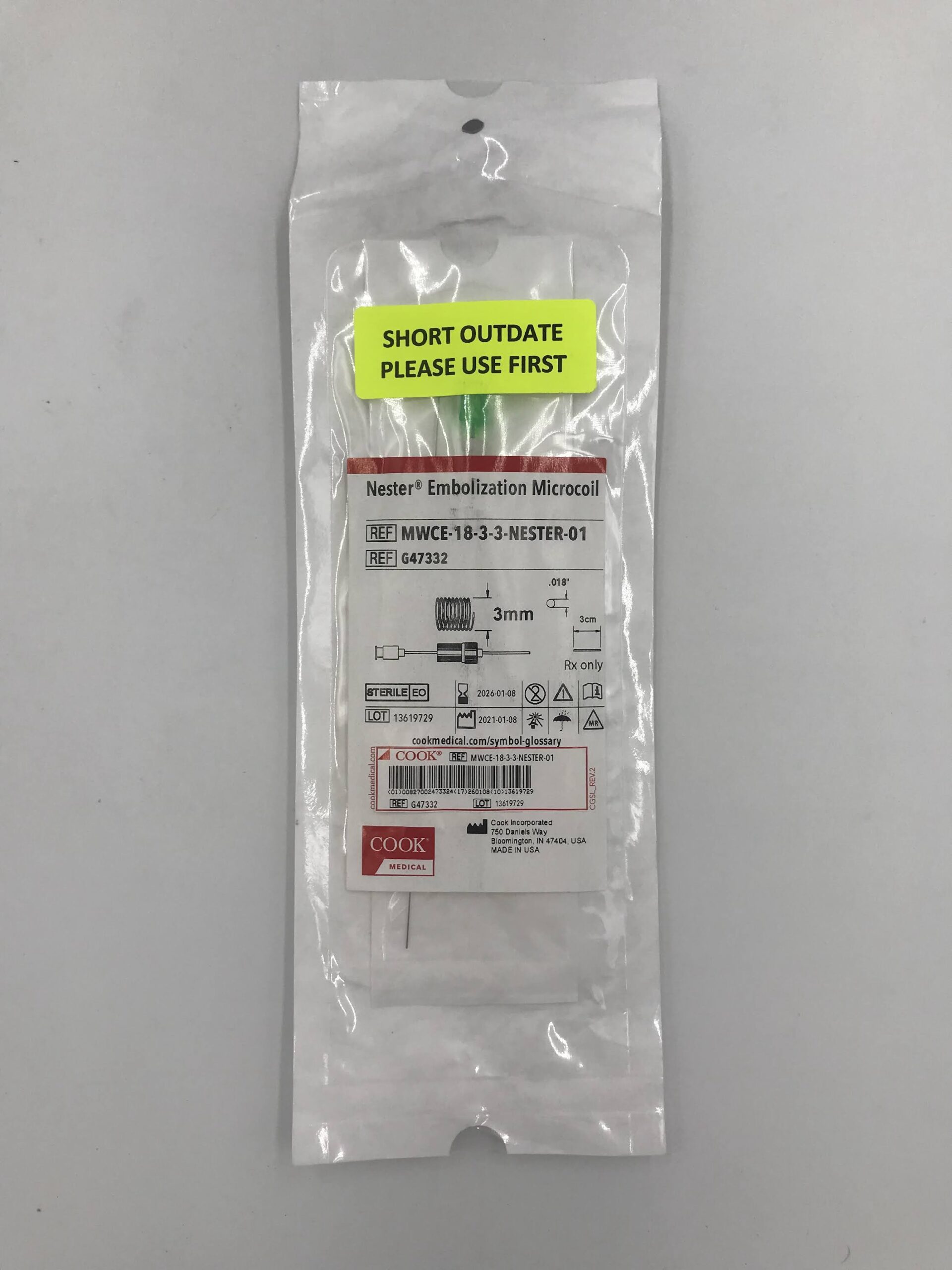 COOK G47332 Nester Embolization Microcoil 3mm x 3cm (X)