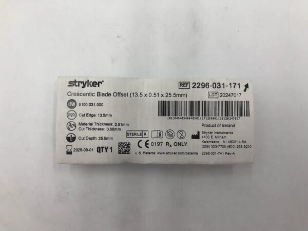 STRYKER 2296-031-171 Crescentic Blade Offset (13.5 x 0.51 x 25.5mm)