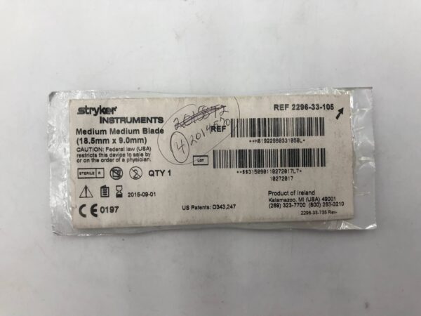STRYKER 2296-33-105 Medium Medium Blade (18.5mm x 9.0mm) (X)