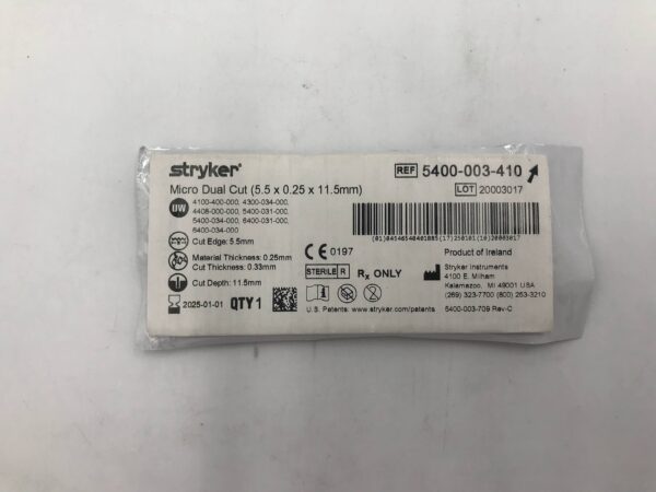 STRYKER 5400-003-410 Micro Dual Cut (5.5 x 0.25 x 11.5mm) (X)